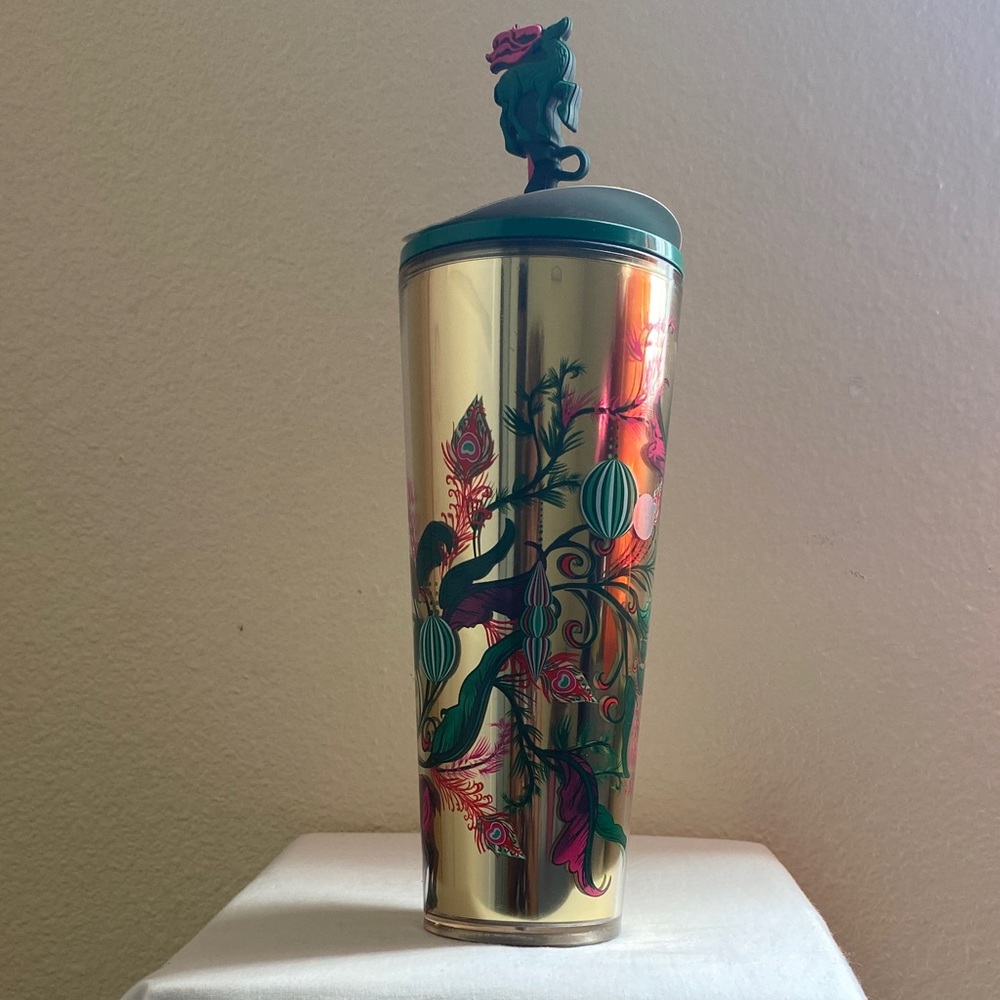 Starbucks Gold Tumbler with Floral Design limited edition